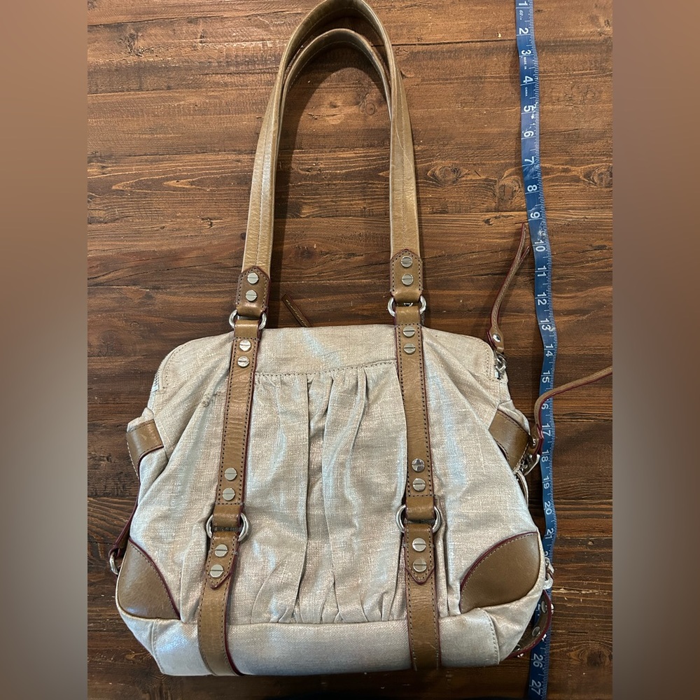MZ Wallace metallic multiple compartments leather trim